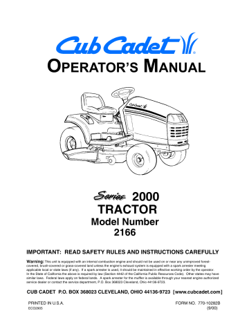 Cub Cadet  Model No.3204 Manuals COMBO Package