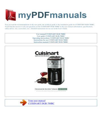 Cuisinart DGB-700BC User manual | Manualzz