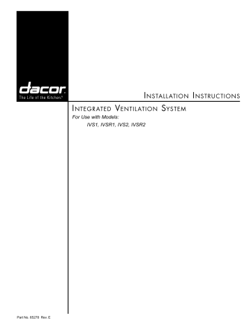 Dacor IVSR2 Ventilation Hood User manual | Manualzz