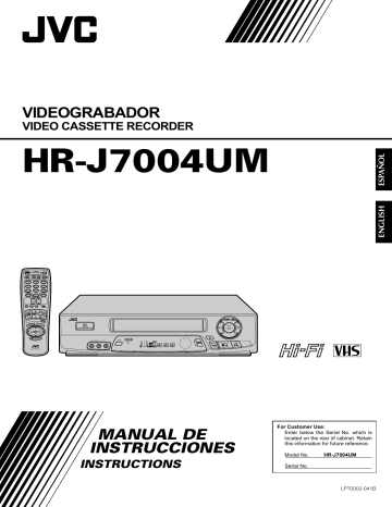 Auto SP/EP Timer. JVC HR-J7004UM | Manualzz
