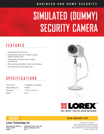 LOREX Technology SG600B Security Camera User manual | Manualzz