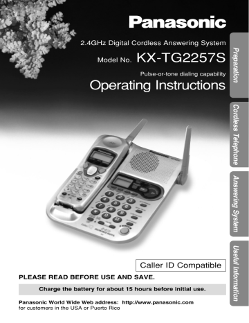ANSWERING SYSTEM. Panasonic KX-TG2257PW, KX-TG2257S, KX-TG2257S | Manualzz