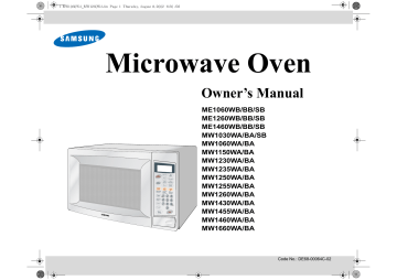Samsung MW1030SB Microwave Oven User manual | Manualzz