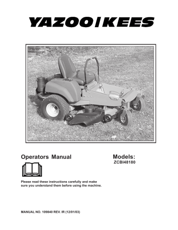 Yazoo/Kees ZCBI48180 Lawn Mower Operating instructions | Manualzz