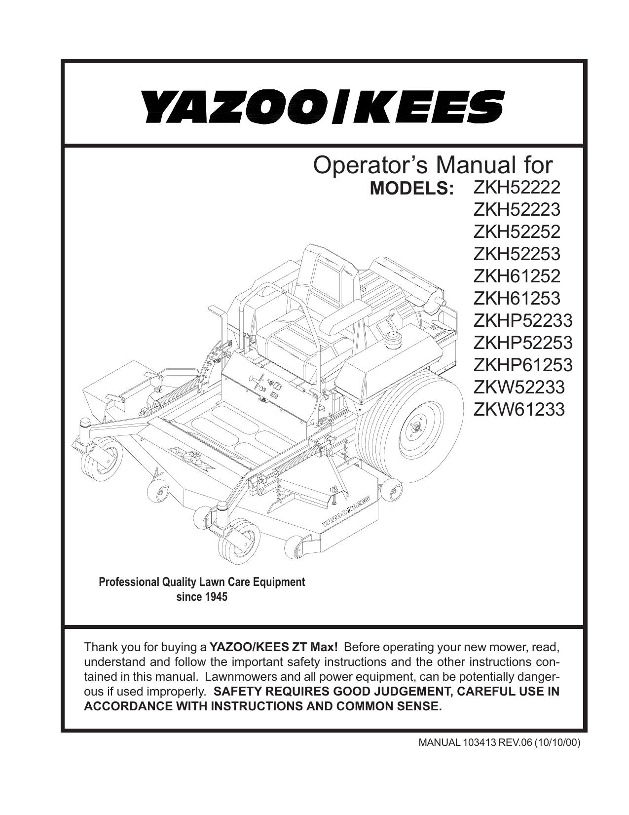 Yazoo kees zt max cheap commercial 61 zero turn mower