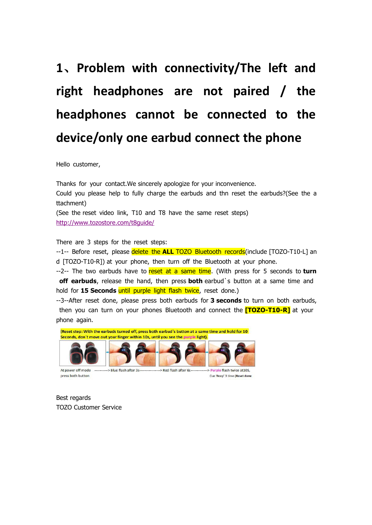 TOZO T8 Headphones Troubleshooting 