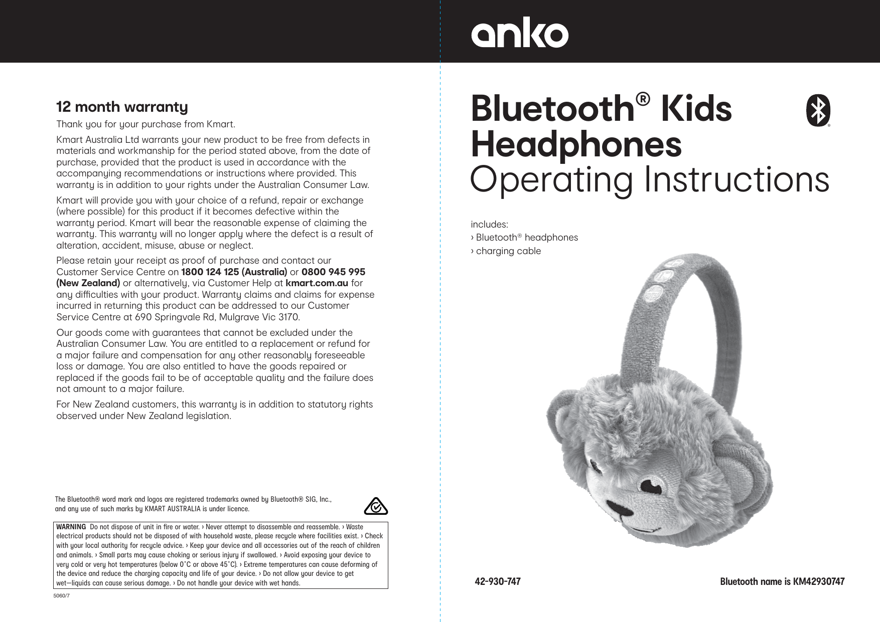 Anko Bluetooth Kids Headphones User Guide Manualzz