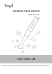 Toogel Cordless Hand Blender User Manual