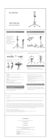 ATUMTEK Selfie Stick Tripod User Manual | Manualzz