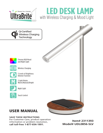 Ultrabrite scot ii led desk lamp on sale with wireless charging and mood light