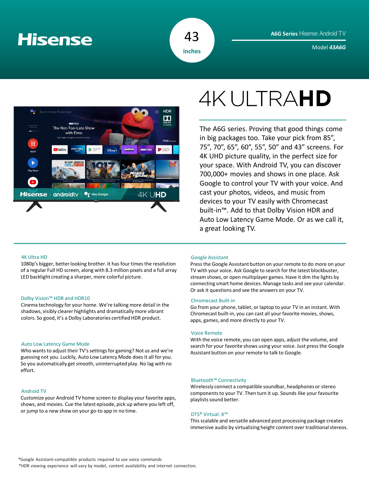Hisense A6g Series Android Tv User Guide Manualzz