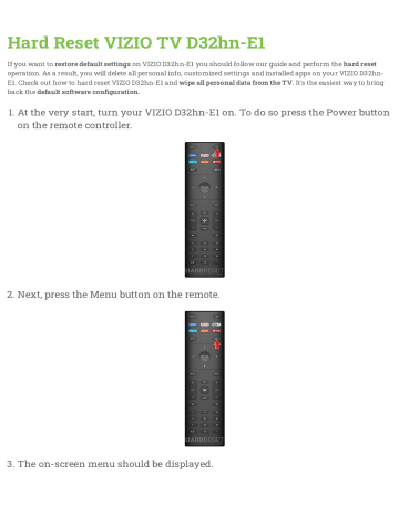 Vizio Tv Model D32hn-do Owners Manual