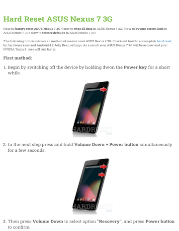 Hard Reset Asus Nexus 7 3g Manualzz