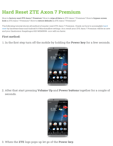 Hard Reset Zte Axon 7 Premium Manualzz