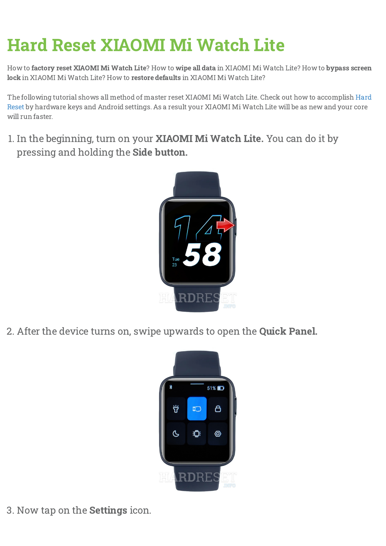 reset mi watch lite