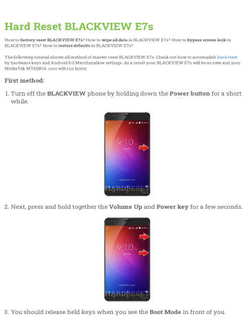 Blackview как сделать hard reset