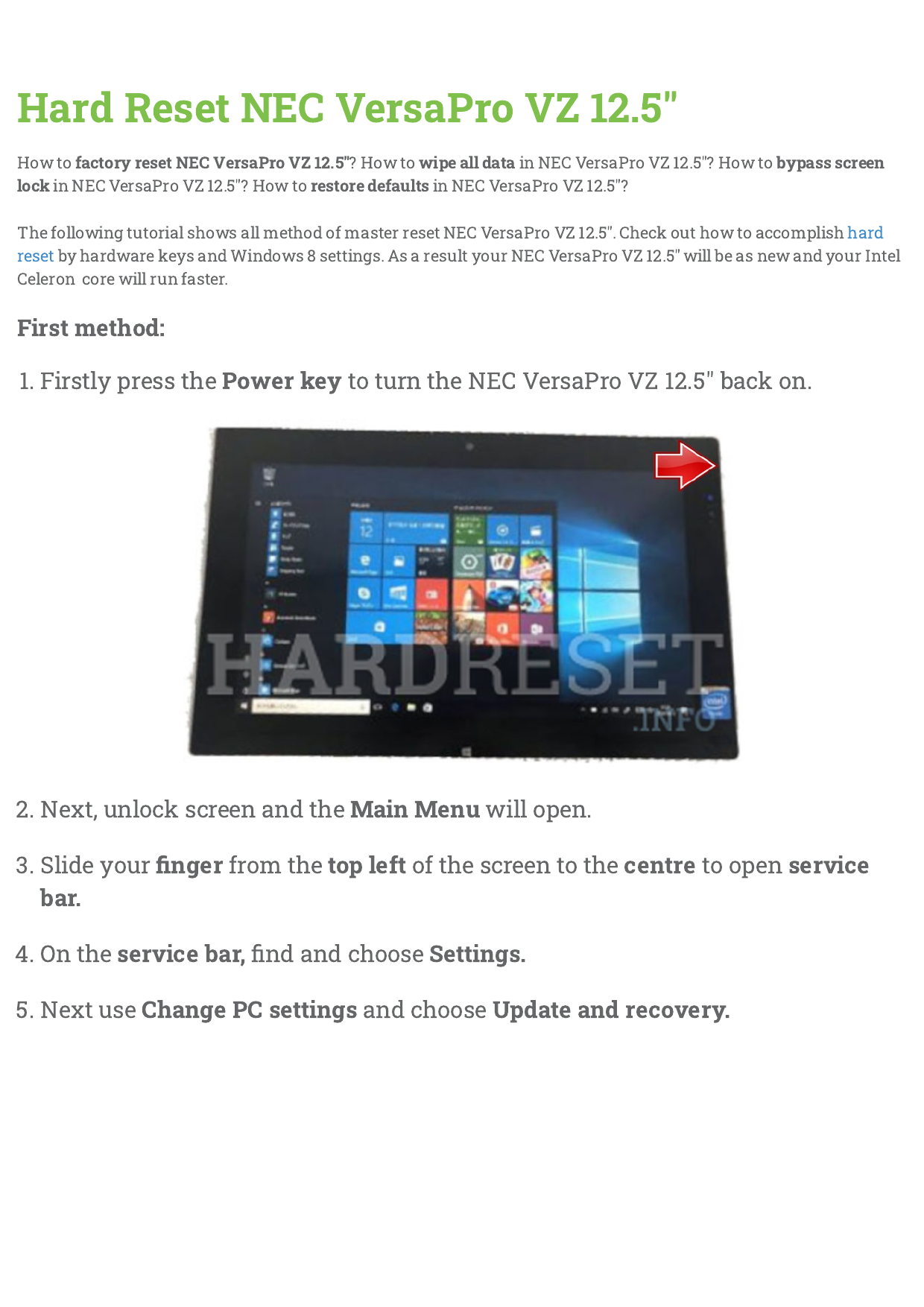 Hard Reset Nec Versapro Vz 12 5 Manualzz