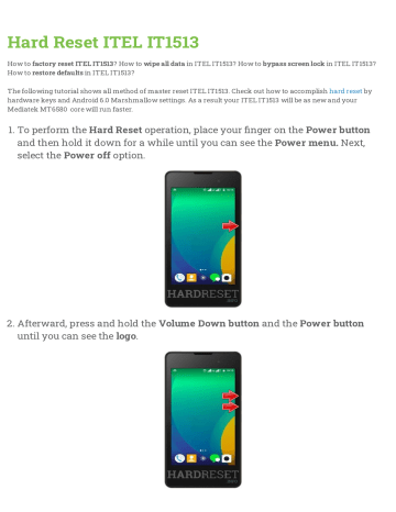 Hard Reset Itel It1513 Manualzz