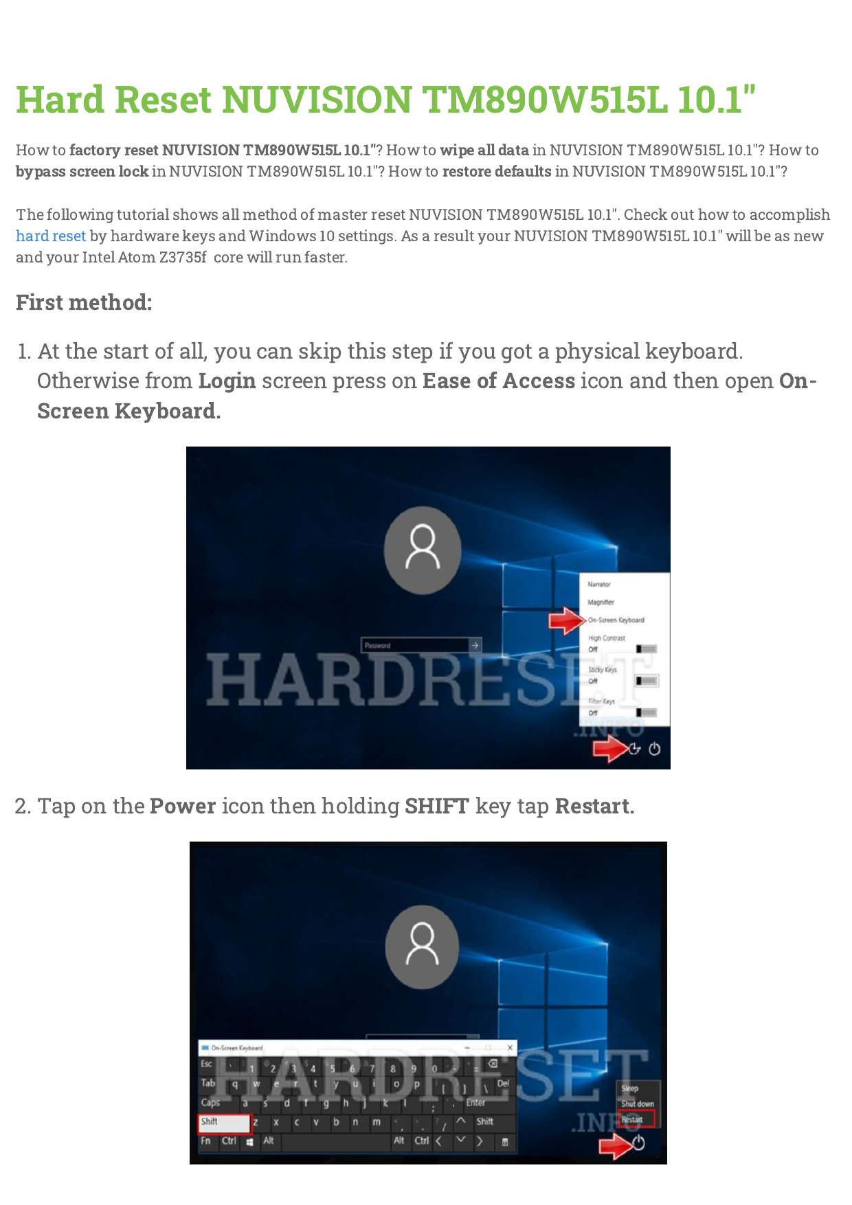 Hard Reset Nuvision Tm890w515l 10 1 Manualzz