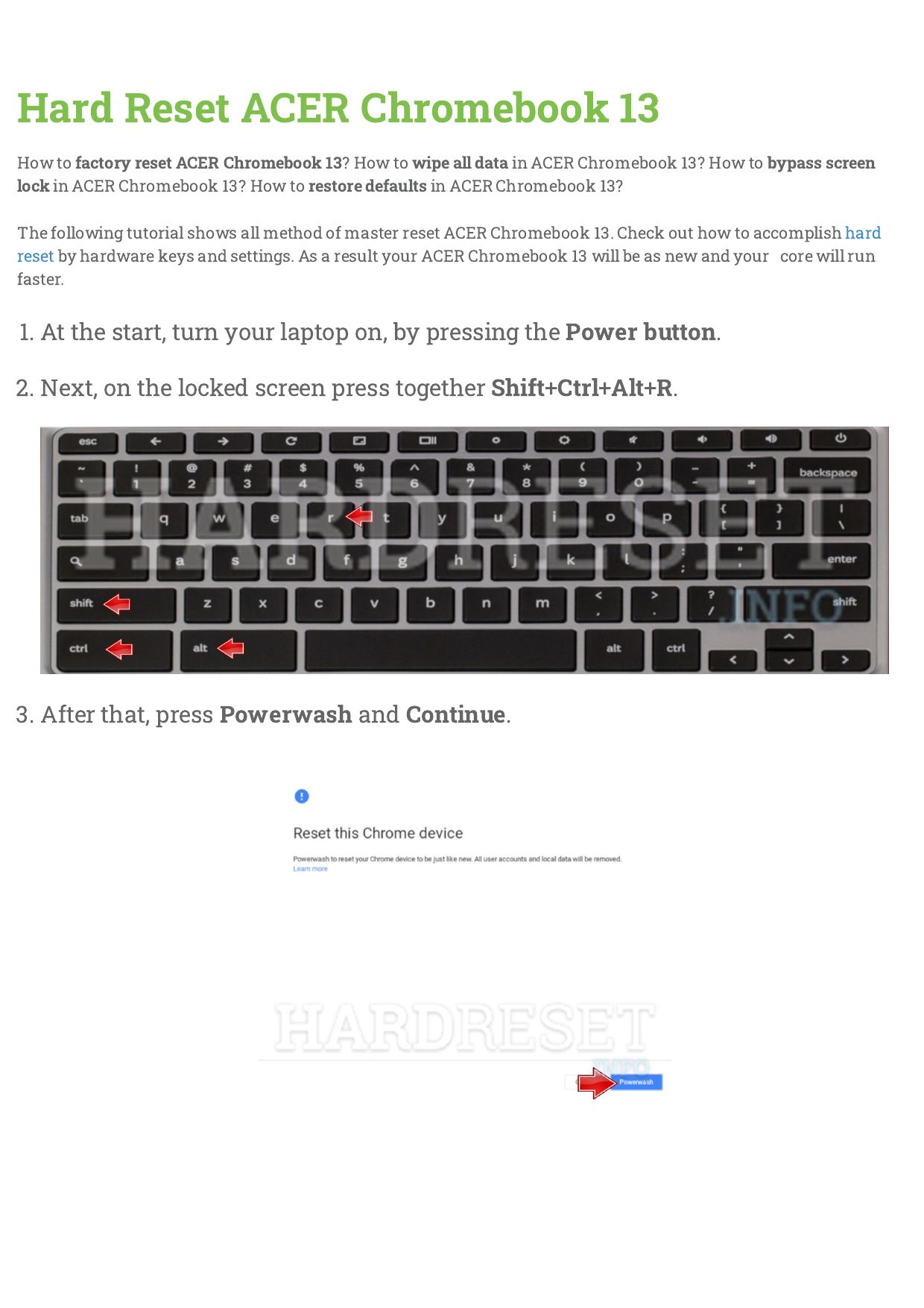 Hard Reset ACER Chromebook 27  Manualzz