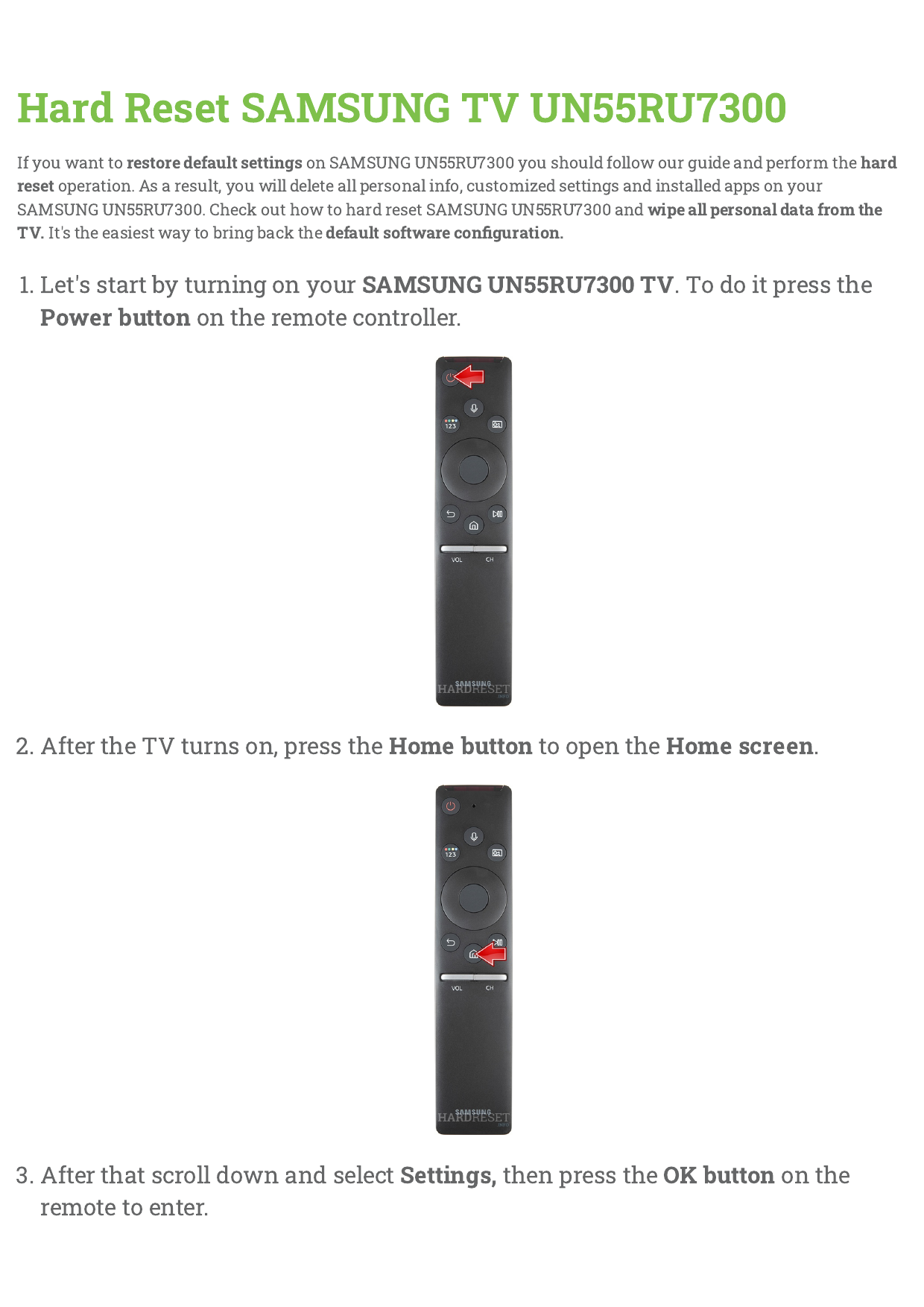 User manual | Hard Reset SAMSUNG TV 