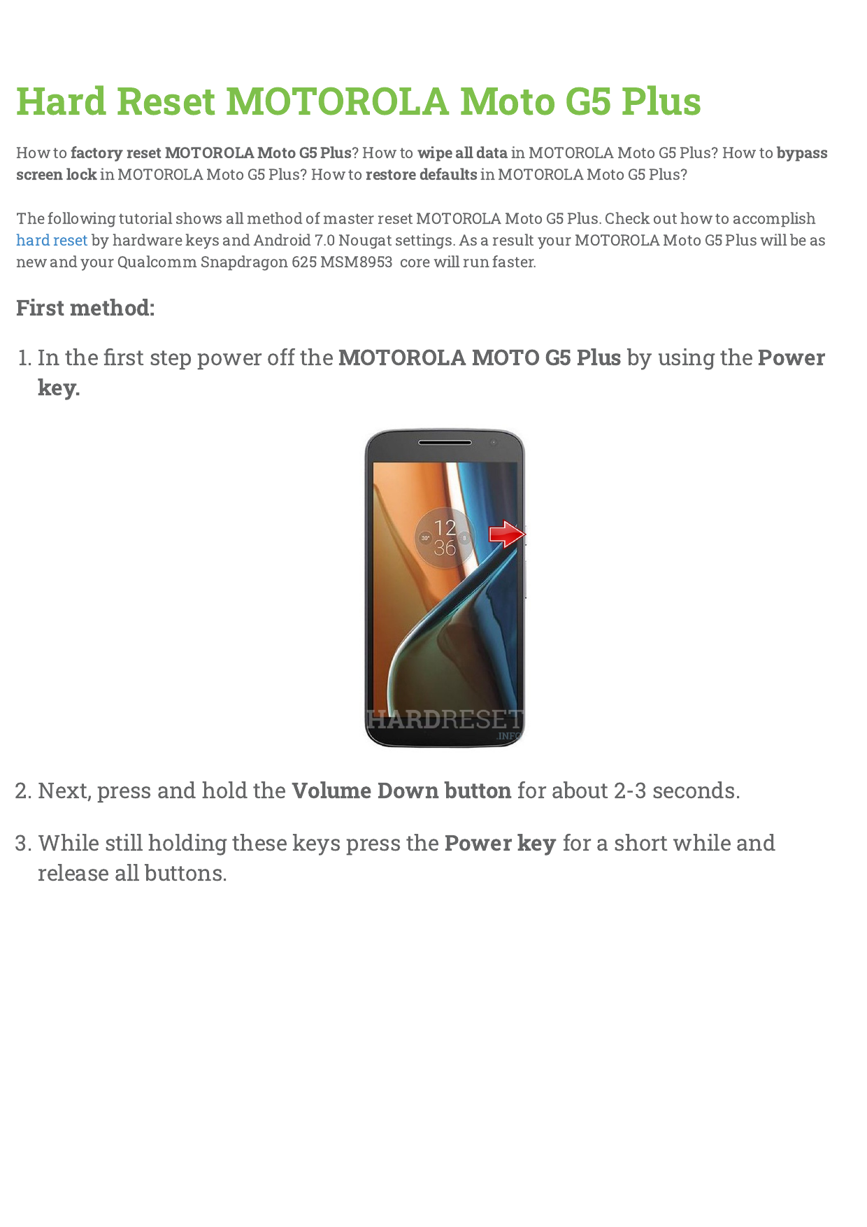 How To Hard Reset Motorola Moto G4 Plus XT1644