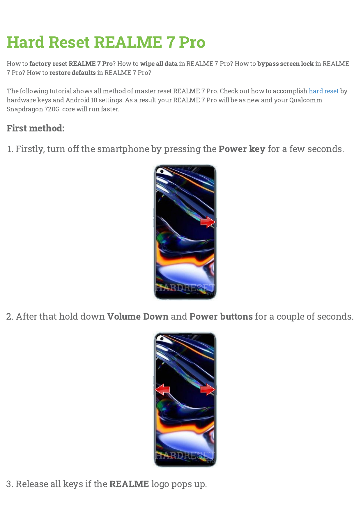 Hard Reset REALME 7 Pro | Manualzz