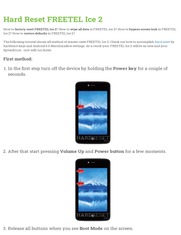 Hard Reset Freetel Ice 2 Manualzz
