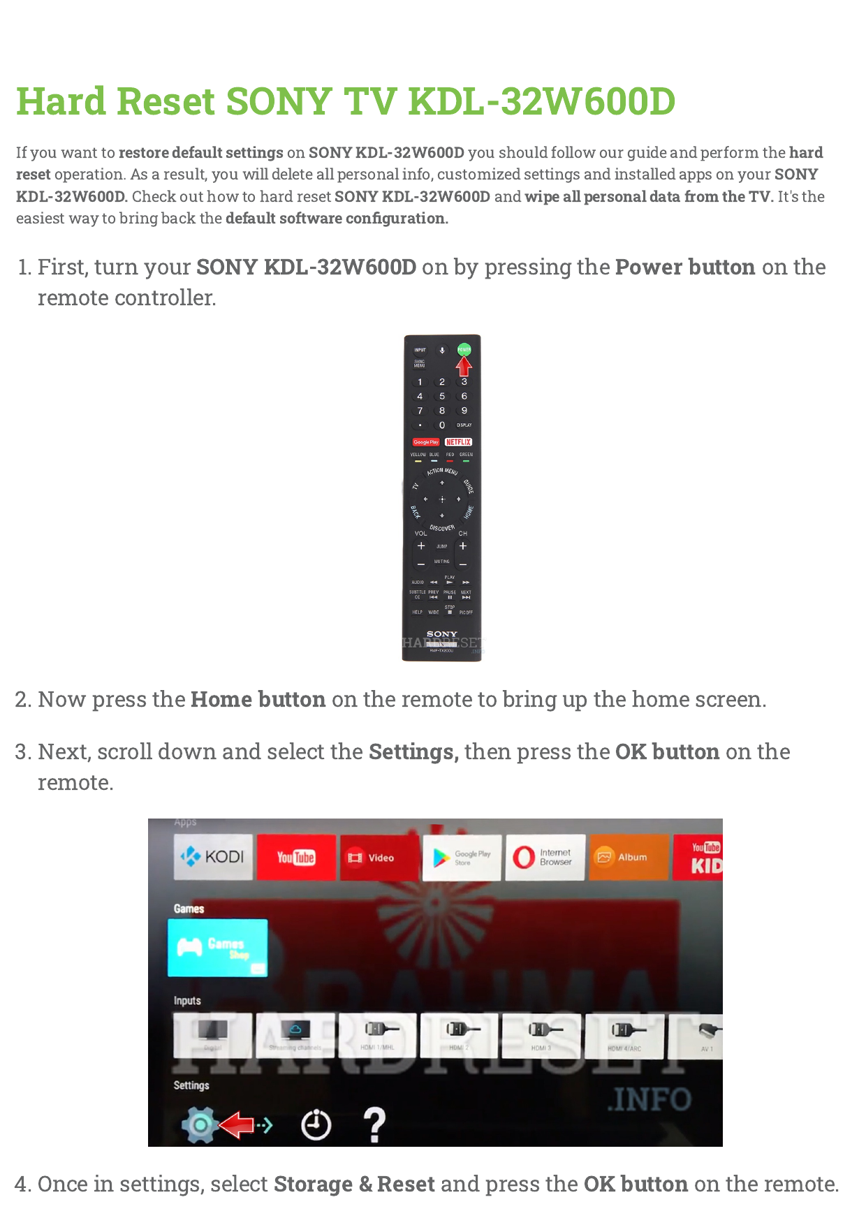 Master Reset SONY TV KDL40WE663, How To