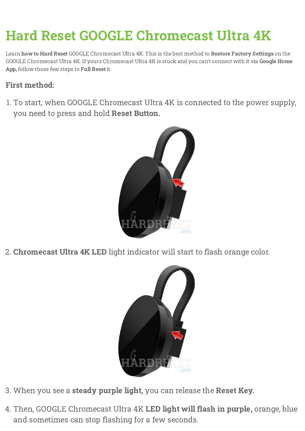 Hard Reset GOOGLE Chromecast Ultra 29K  Manualzz