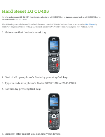 Hard Reset Lg Cu405 Manualzz