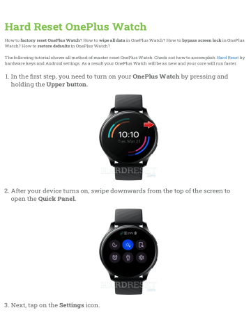 Hard reset manual | Hard Reset OnePlus Watch | Manualzz