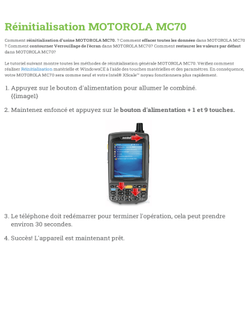 Motorola MC70 Manuel de réinitialisation dure | Manualzz