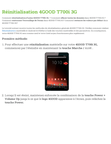 Планшет 4good t700i 3g как сбросить настройки