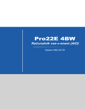 MSI Pro 22E 4BW ALL-IN-ONE PC Navodilo za lastnika | Manualzz