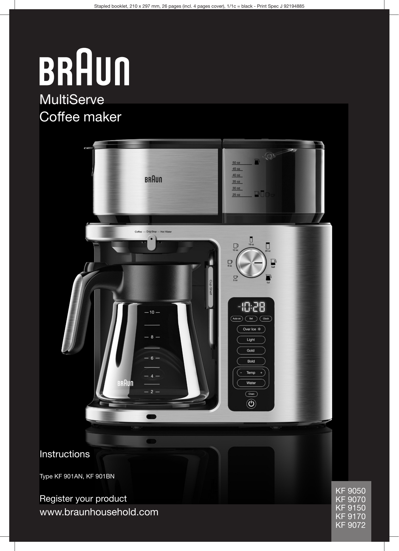 Braun KF 9170 SI MultiServe Coffee maker Instruction Manual | Manualzz