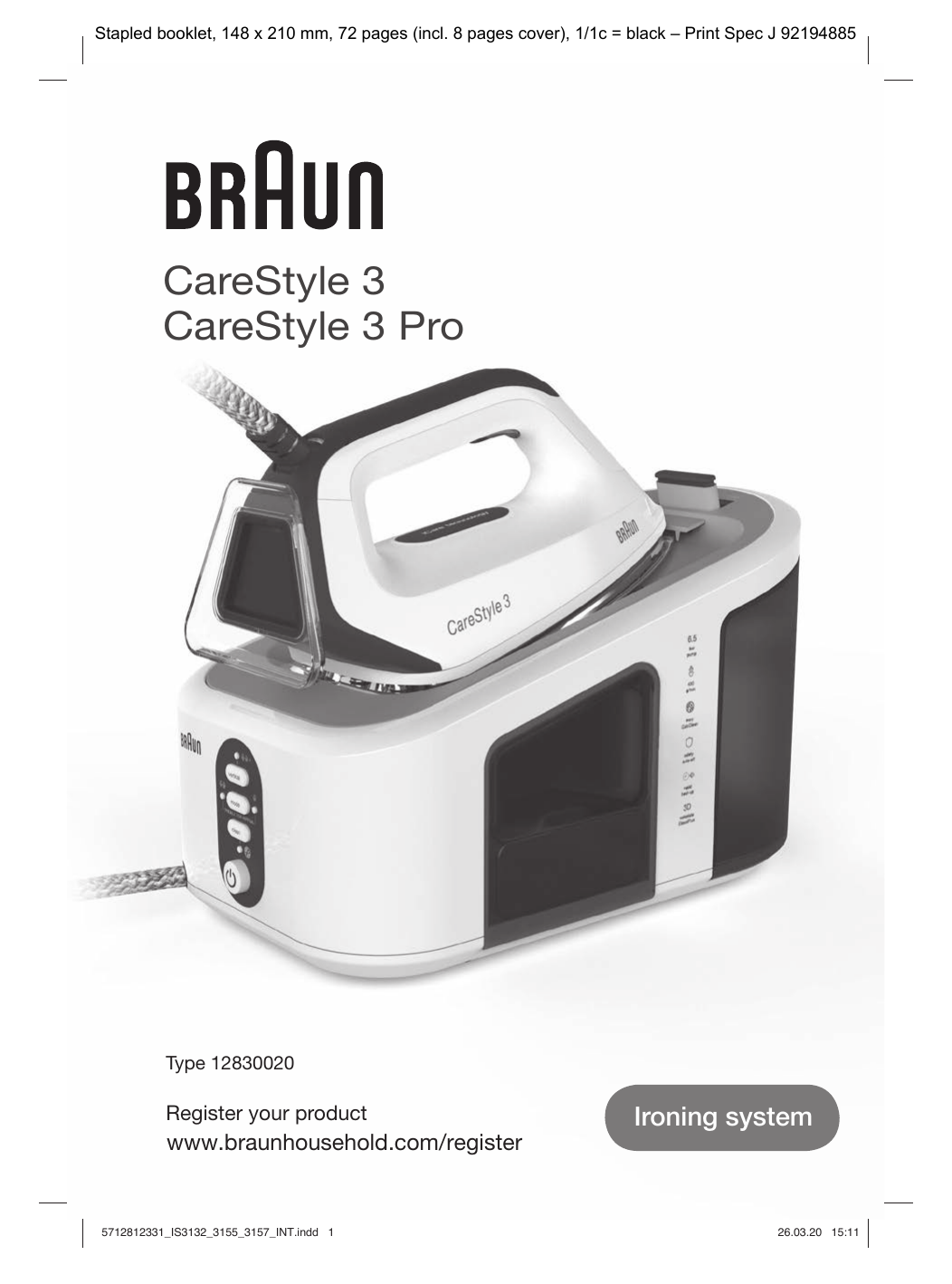 Braun IS3132 CareStyle 3 Steam Generator Iron, 220 Volts, Not for USA