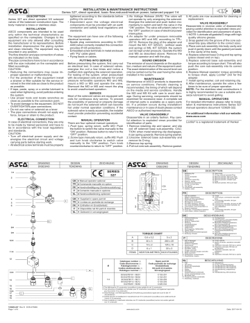 Asco Series 327 Solenoid Valve Installation & Maintenance Instructions ...