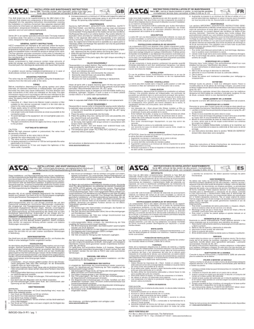 Asco Solenoid Valve Installation Manual