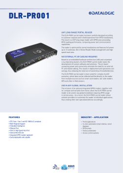 Datalogic DLR-PR001 - Datasheet, Owner's manual, Reference guide