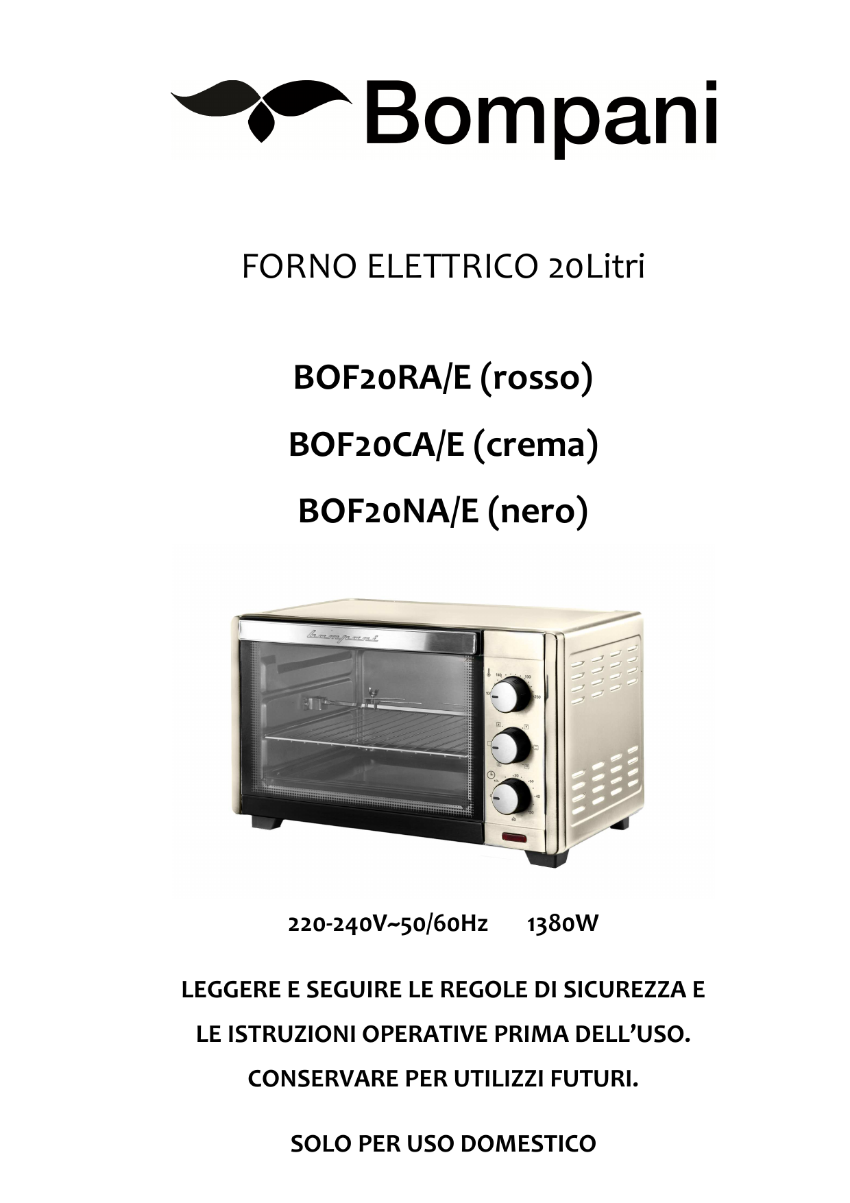 Bompani BOF20RAE Owner Manual | Manualzz