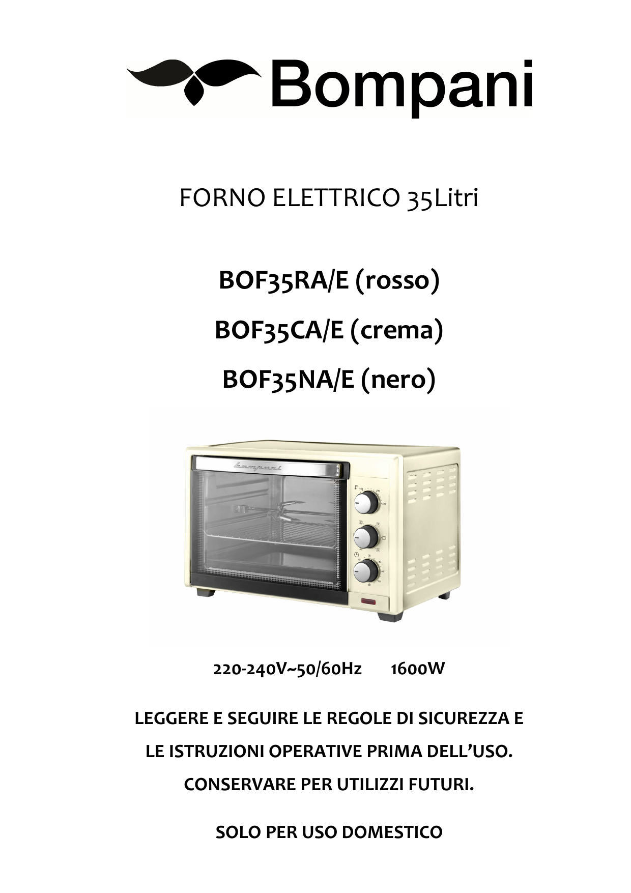 Bompani BOF35NAE Owner Manual | Manualzz