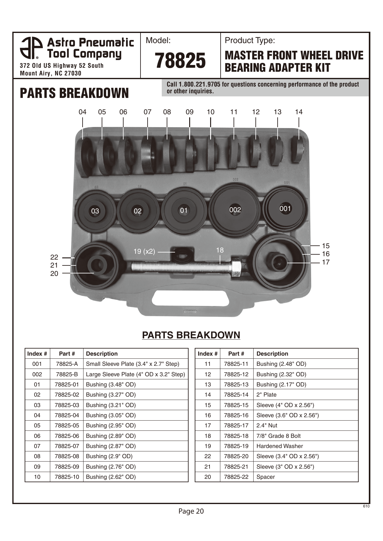 Astro Pneuumatic 78825 Master Front Wheel Drive Bearing Adapter Kit 