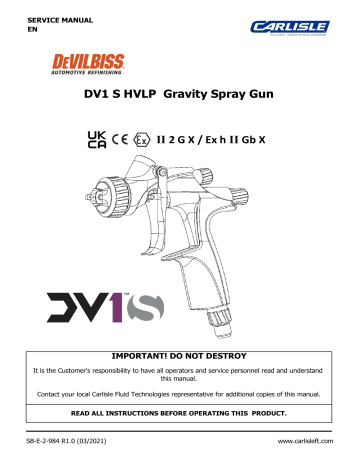 DeVilbiss DV1s Smart/Spot Repair Gun Owner's Manual | Manualzz