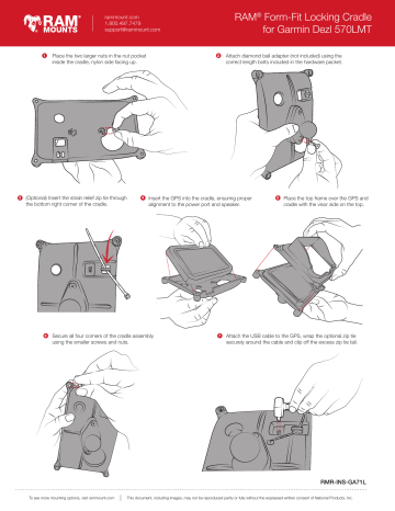 RAM RAM-HOL-GA71LU Form-Fit Locking Cradle for Garmin Dezl 570LMT