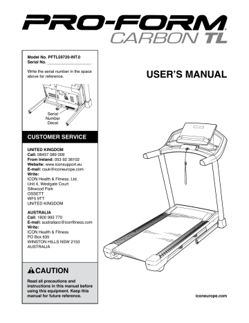 Proform proshox outlet 2 manual