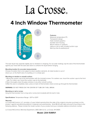 LaCrosse Technology 204-111 Small Tube Thermometer