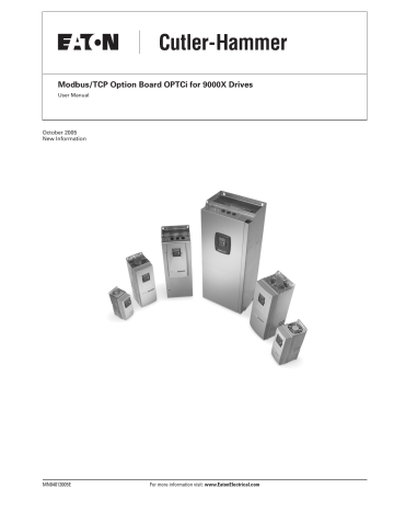 Eaton Modbus/TCP Option Board OPTCi for 9000X Drives User Manual | Manualzz