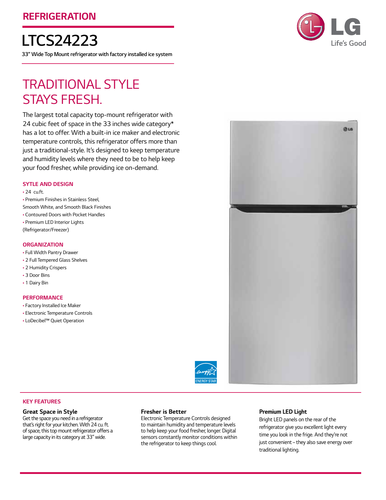 LG LTCS24223W Specification | Manualzz