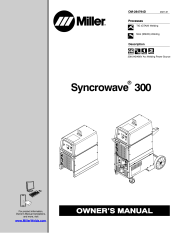 Miller SYNCROWAVE 300 Owner’s Manual | Manualzz